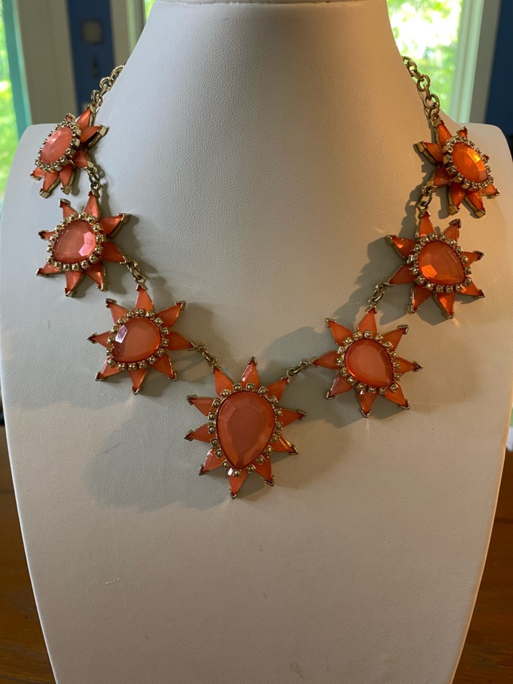 Sunburst Statement Necklace - Coral Pink